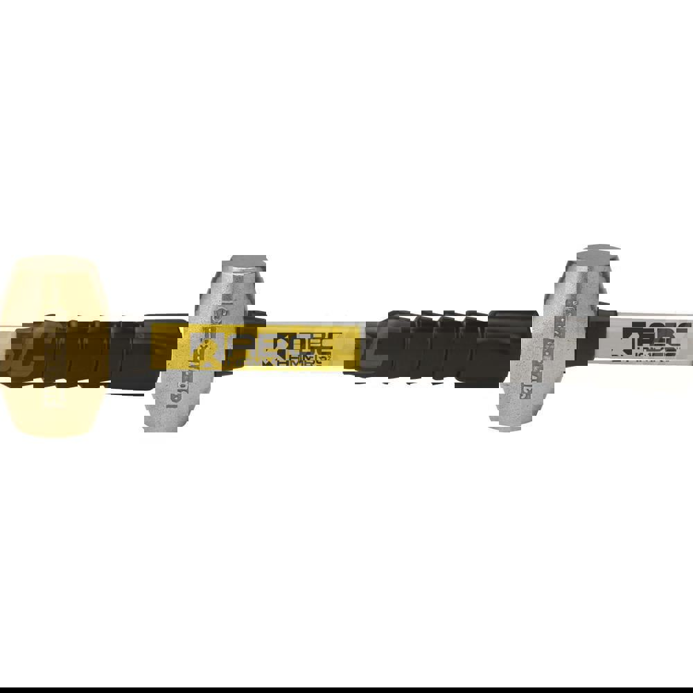 3 lb Brass Striking Hammer, Non-Sparking, Non-Marring 1 5/8 Face Diam, 3-1/2 Head Length, 16 OAL, 14 Fiberglass Handle, Double Faced